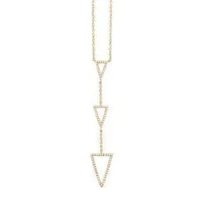 0.20ct 14k Yellow Gold Diamond Triangle Lariat Necklace