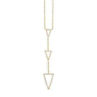 0.20ct 14k Yellow Gold Diamond Triangle Lariat Necklace