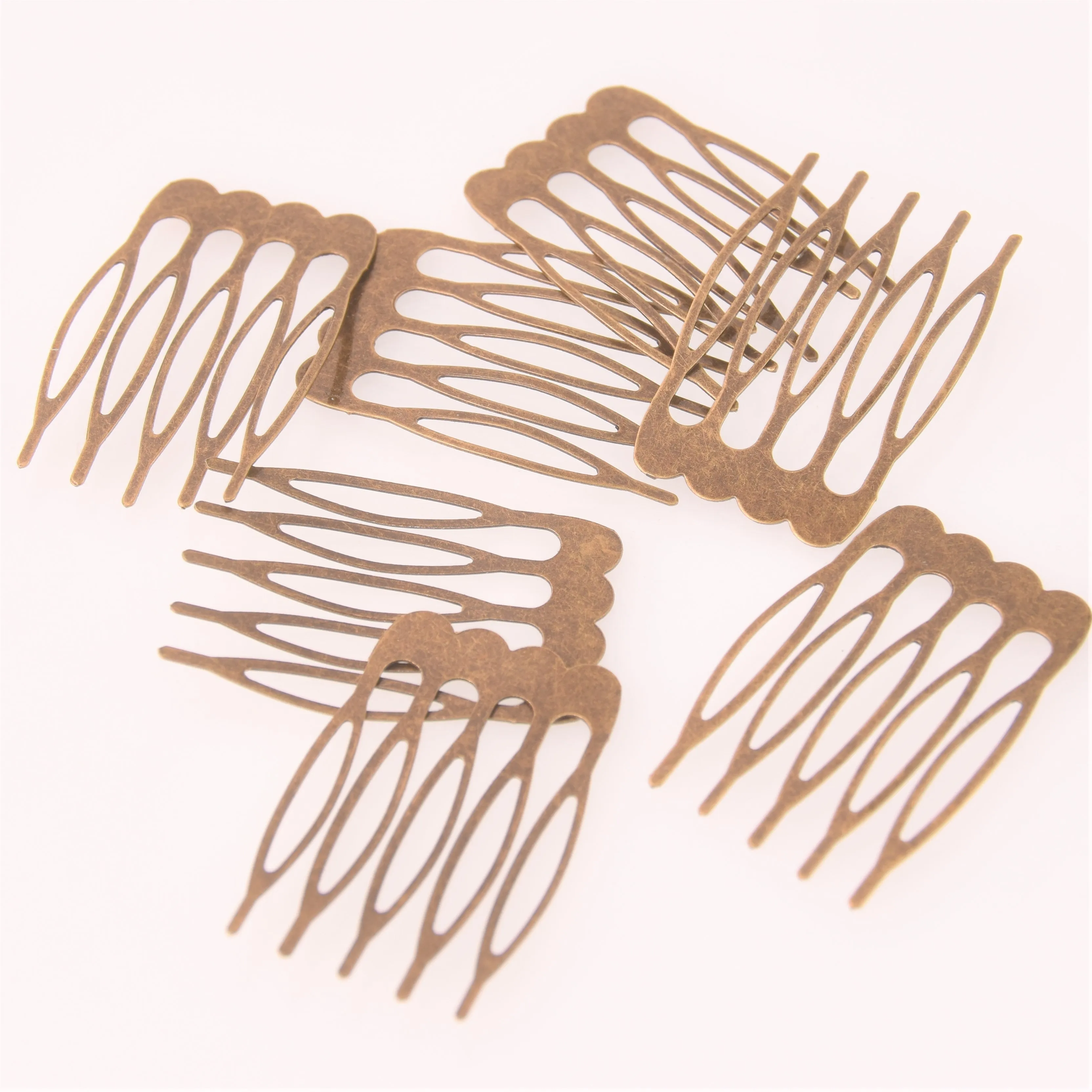 10 Bronze Hair Comb Blanks, hair barrette blanks, hat fascinators, 1-3/4 long, fin1241