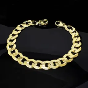 10mm Gold Plated Sterling Silver Heavy Cuban Chain Bracelet 9 inch