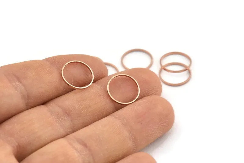 12mm Rose Gold Ring, 24 Rose Gold Plated Brass Rings, Connectors (12mm) A0625 Q0842