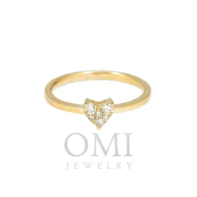 14K GOLD DIAMOND HEART CLUSTER PROMISE RING 0.15 CT