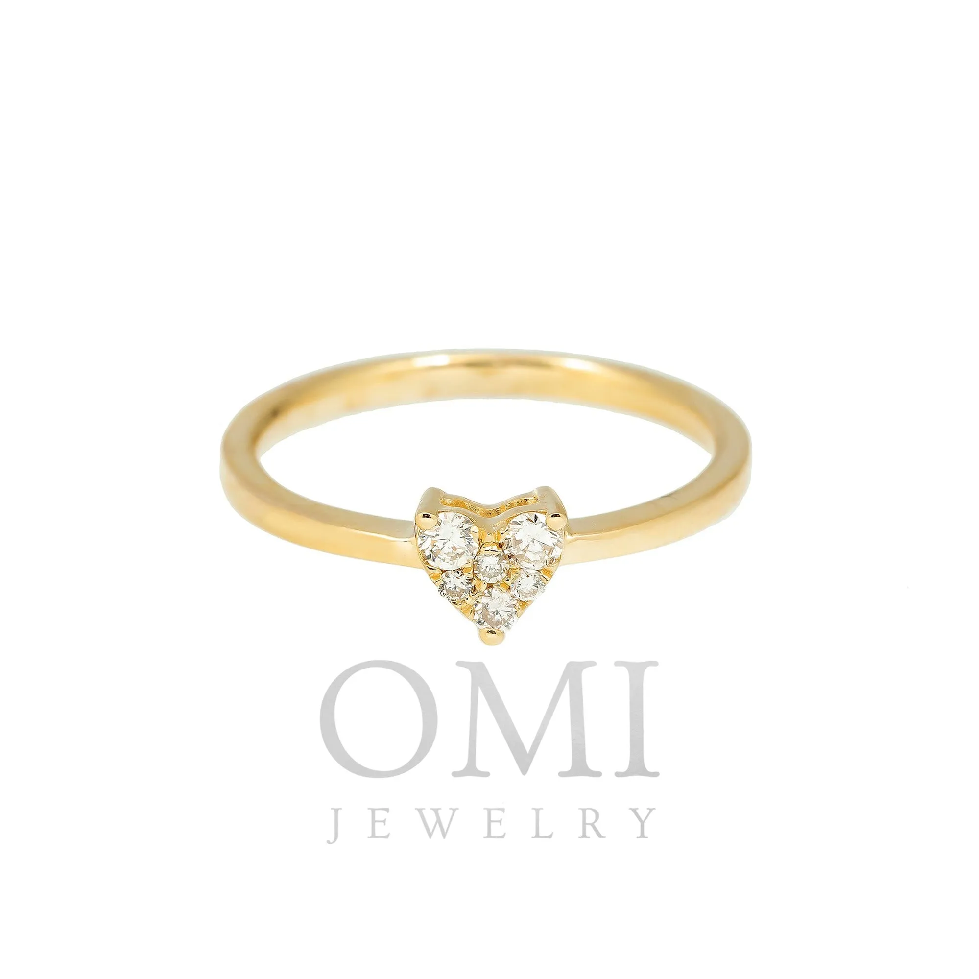 14K GOLD DIAMOND HEART CLUSTER PROMISE RING 0.15 CT