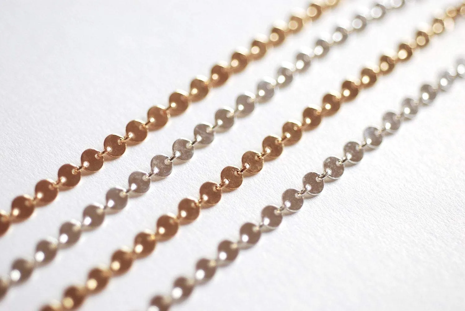 14K Gold Filled 4mm Sequin Disc Chain- Gold Filled Round Disc Circle Chain, Chain by foot, Wholesale BULK DIY Jewelry Findings 1/20 14kt GF