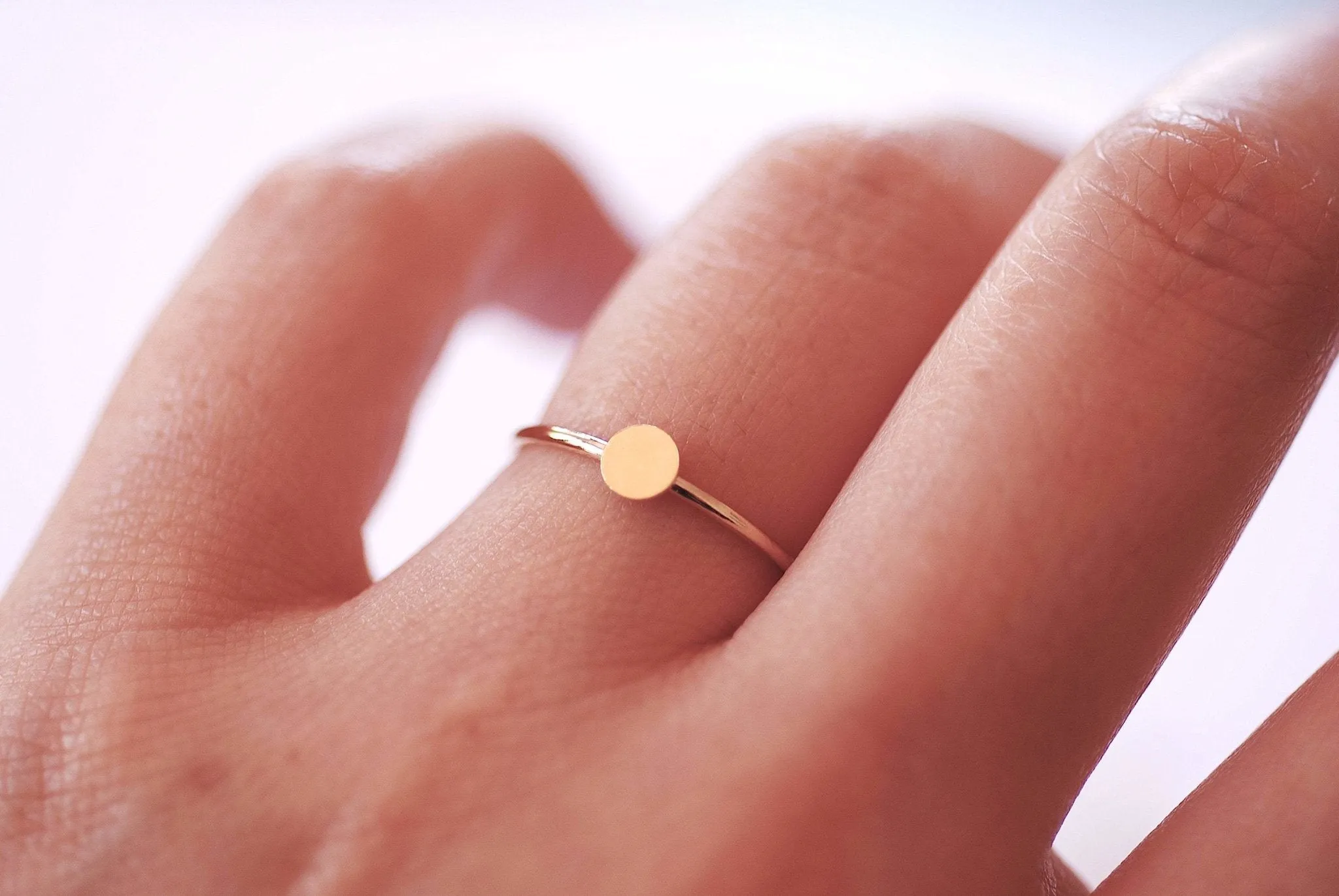 14k Gold Filled Circle Dot Disc Stacking Ring Midi Ring Thumb Ring Minimalist Ring Dainty RIng Gold Beaded Ring Bead Ring Band Ring [32]