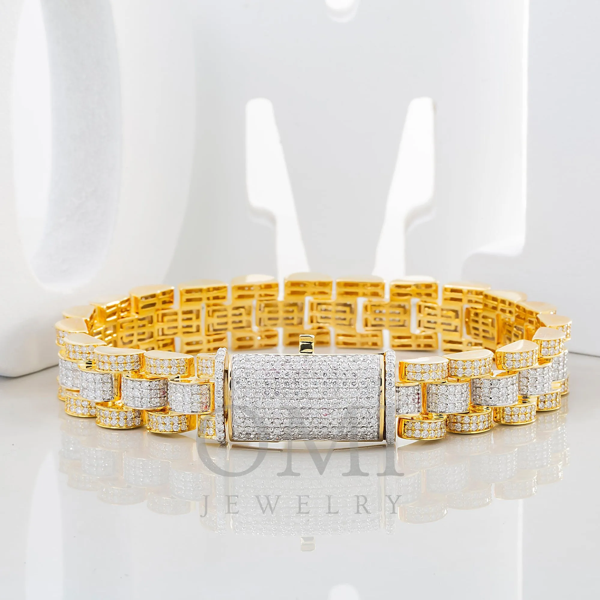 14K GOLD TWO TONE DIAMOND JUBILEE STYLE BRACELET 8.90 CT