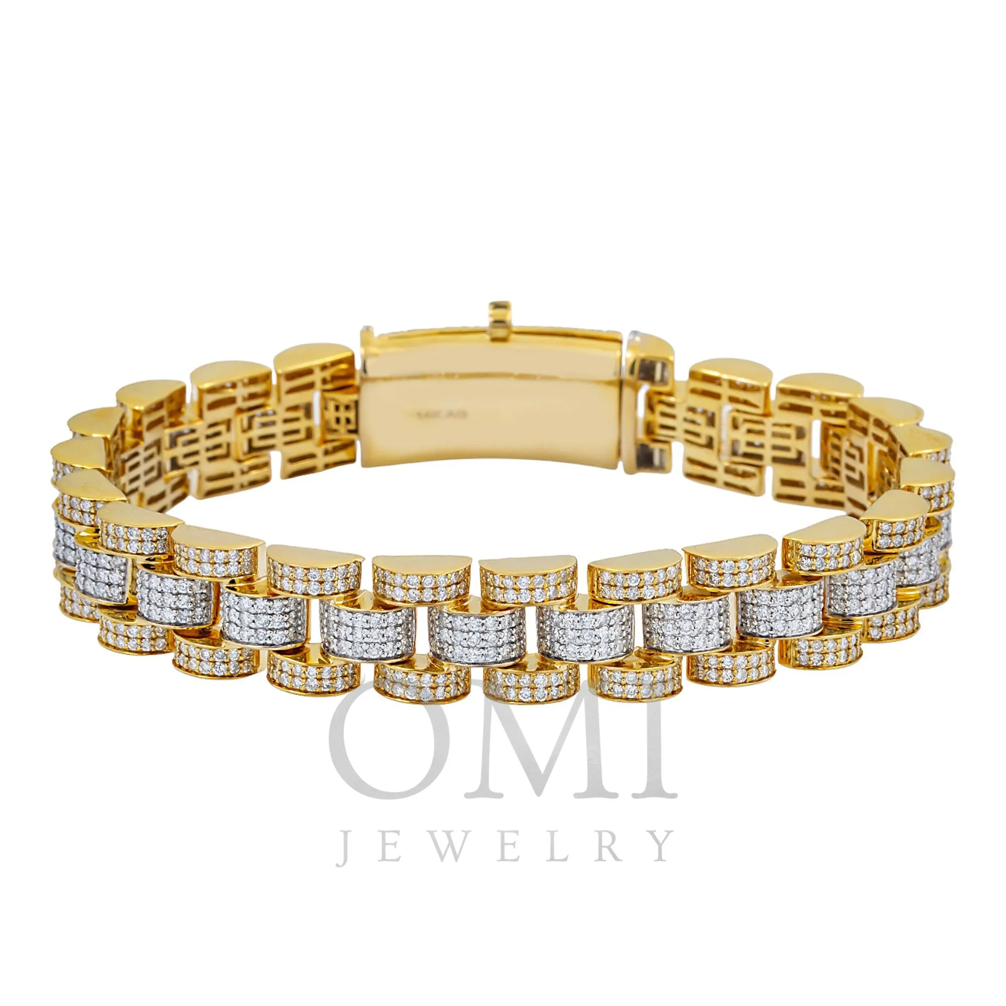 14K GOLD TWO TONE DIAMOND JUBILEE STYLE BRACELET 8.90 CT