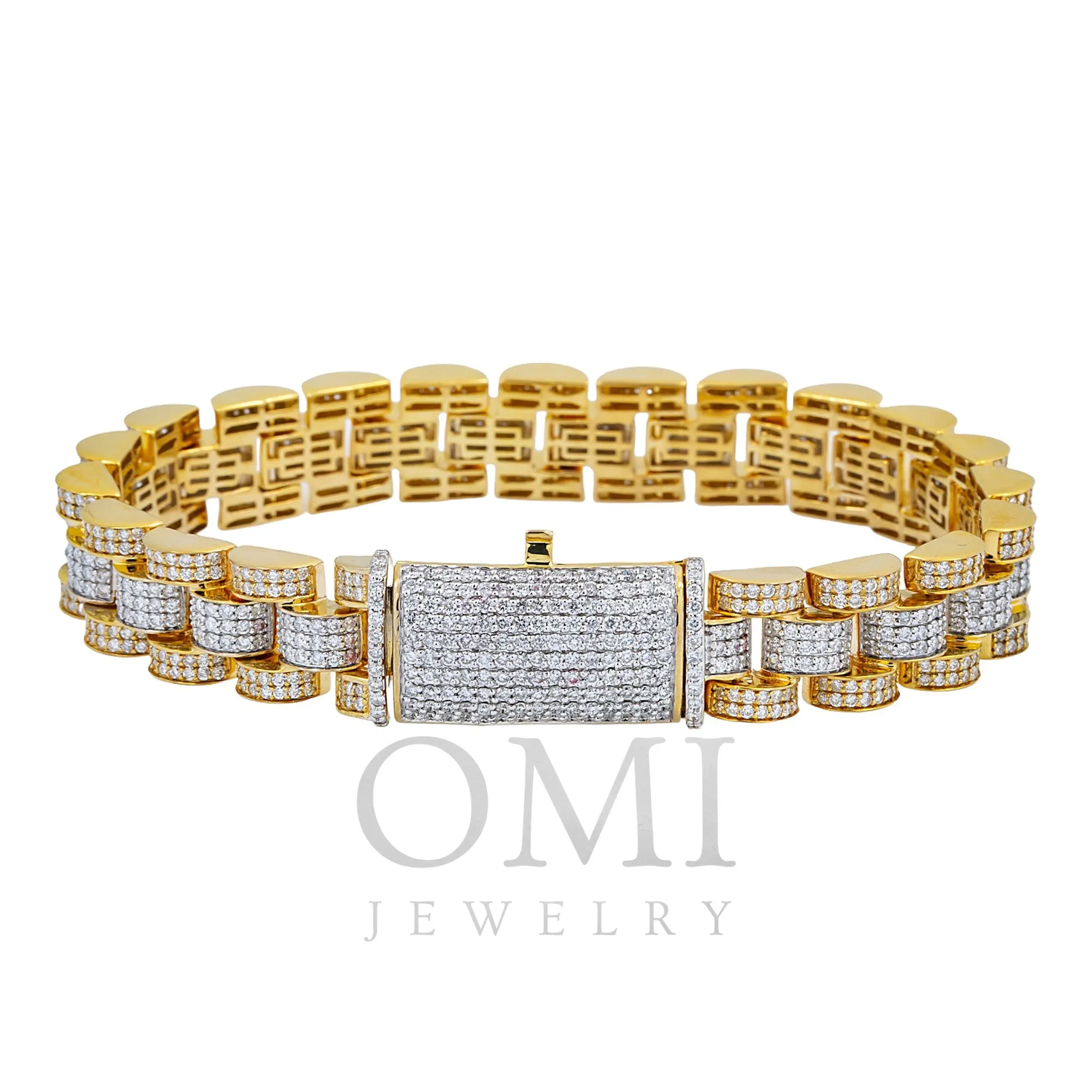 14K GOLD TWO TONE DIAMOND JUBILEE STYLE BRACELET 8.90 CT