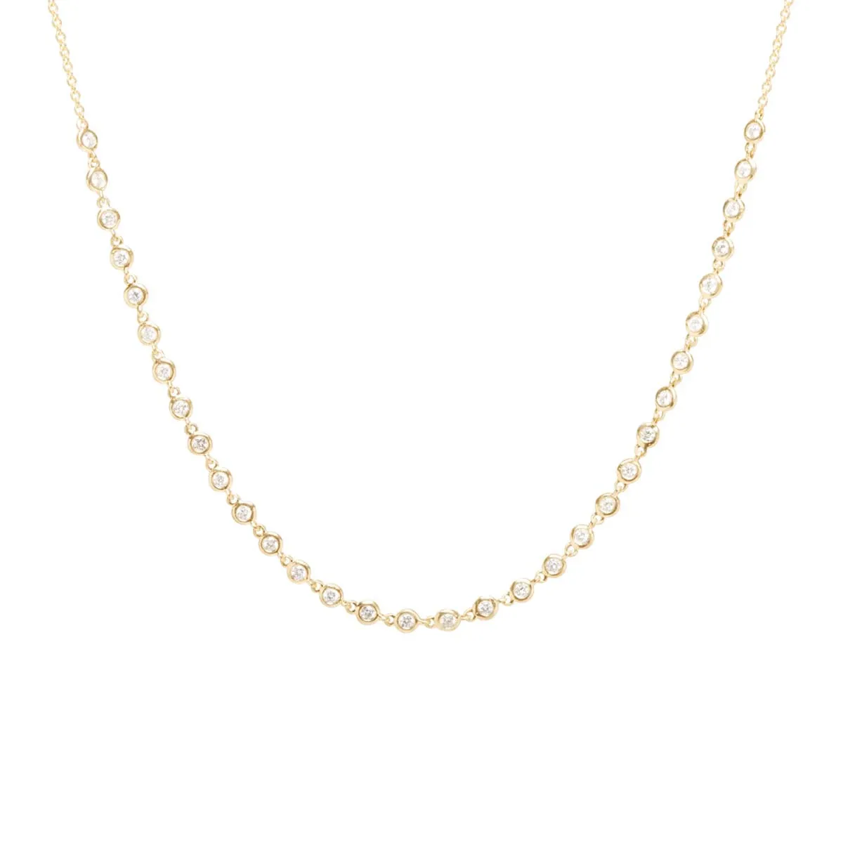 14k Linked Floating Diamond Tennis Choker Necklace