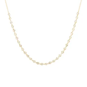 14k Linked Floating Diamond Tennis Choker Necklace