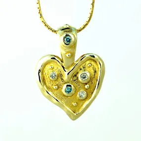 14kt Gold Diamond Heart Gold Pendant