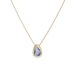 18K Freeform Slider Necklace in Blue Sapphire