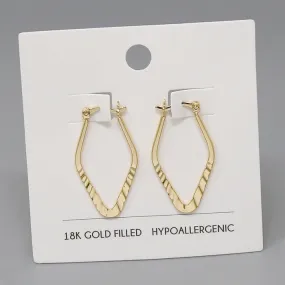 18K Gold Filled Textured Pentagon Hoop Earrings