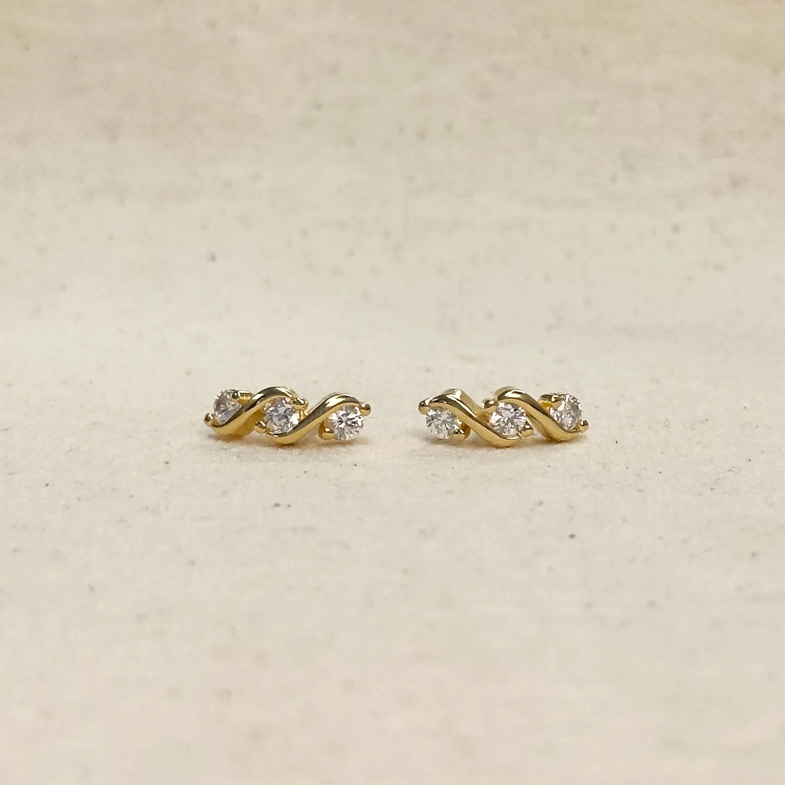 18k Gold Filled Tipple CZ Stud Earrings