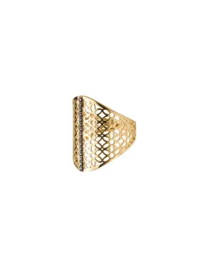 18K Gold Lacework Zircon Ring