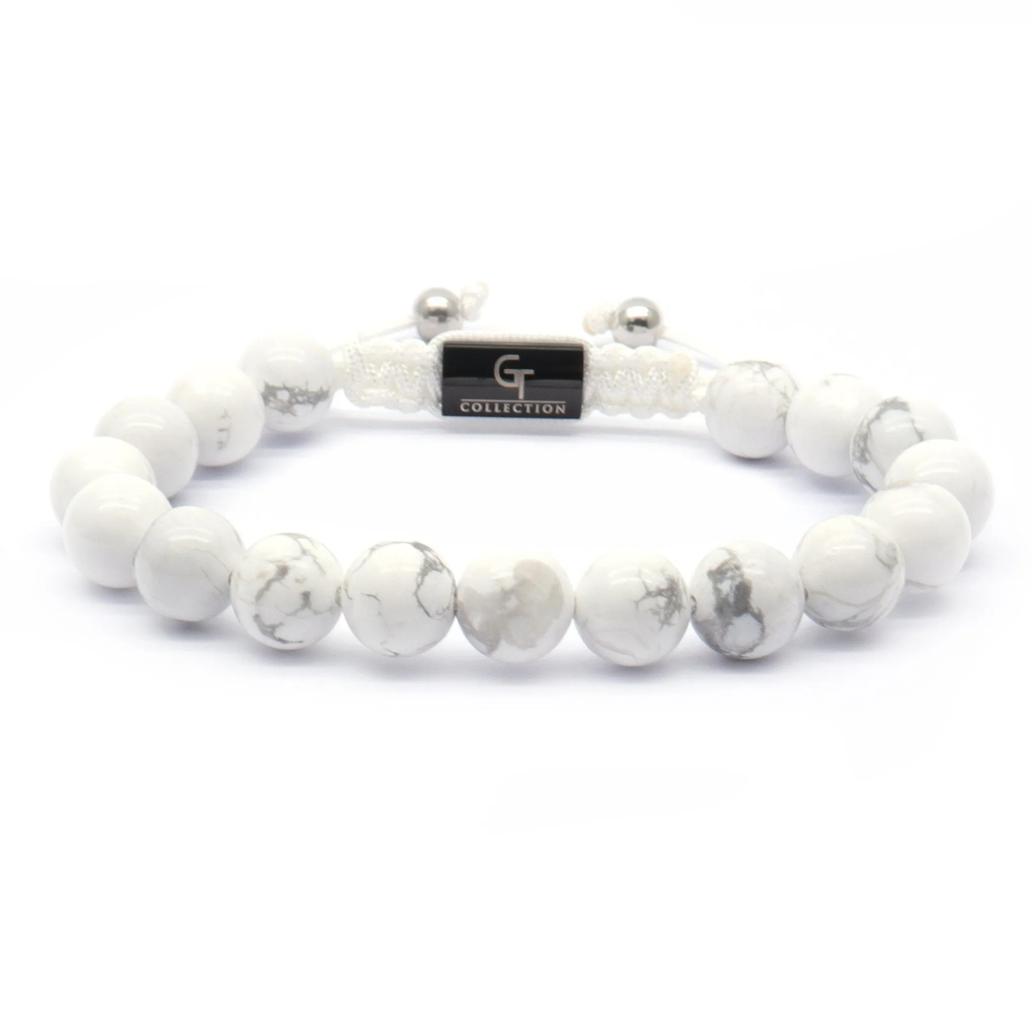 2 PIECE SET - HOWLITE Single Bead & Flatbead Bracelet