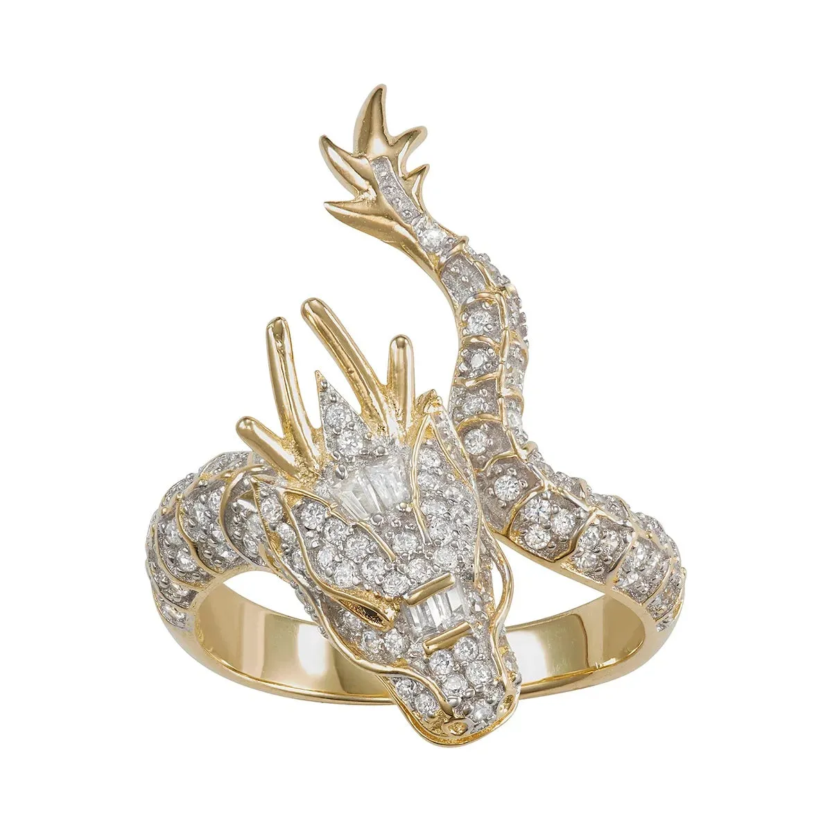 24k Gold Plated Micro-Pave Zircon Bling Dragon Statement Ring