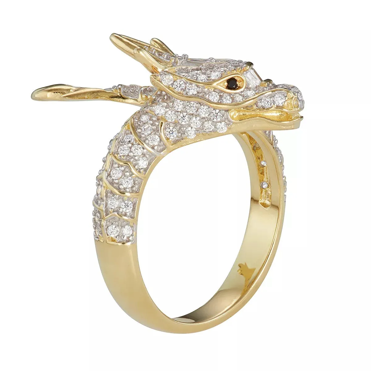 24k Gold Plated Micro-Pave Zircon Bling Dragon Statement Ring