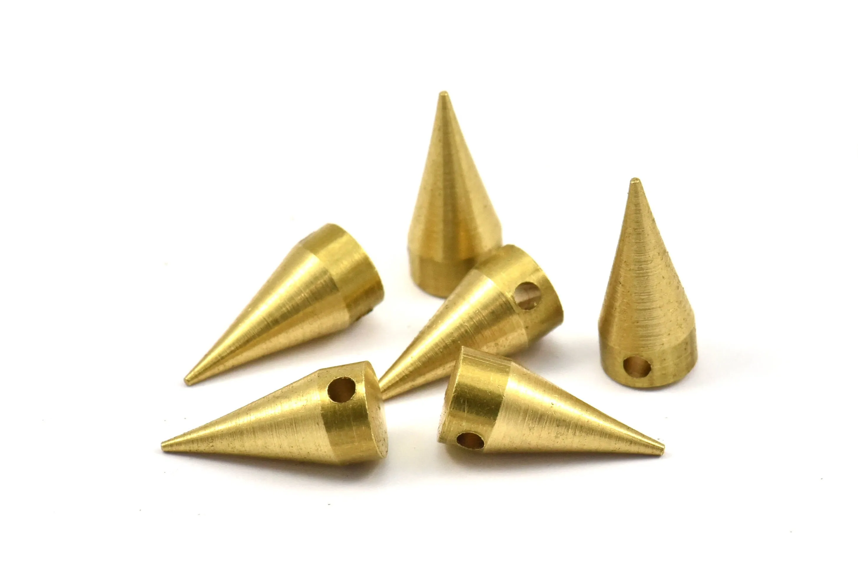 3 Raw Brass Spike Tribal Pendant (16x7 Mm) A0761