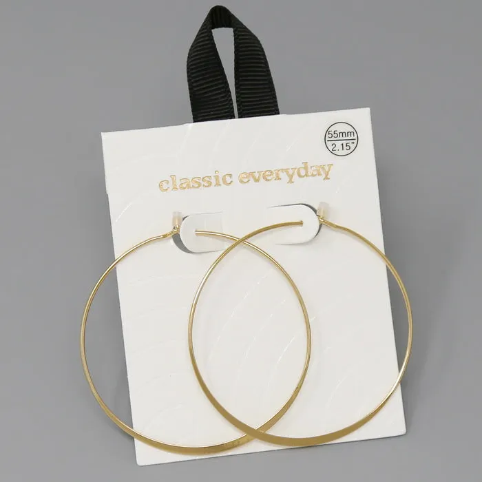 55 MM Flattened Hoop Earrings