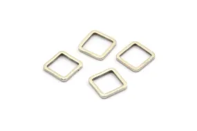 8mm Square Connector, 24 Antique Silver Plated Brass Square Connectors (8x0.80mm) Bs-1115