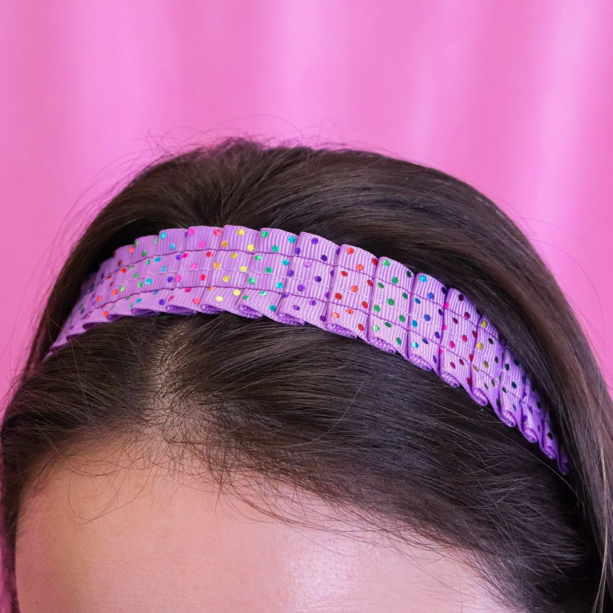 Adjustable No Slip Pleated Polka Dot Headbands - 3 Pack