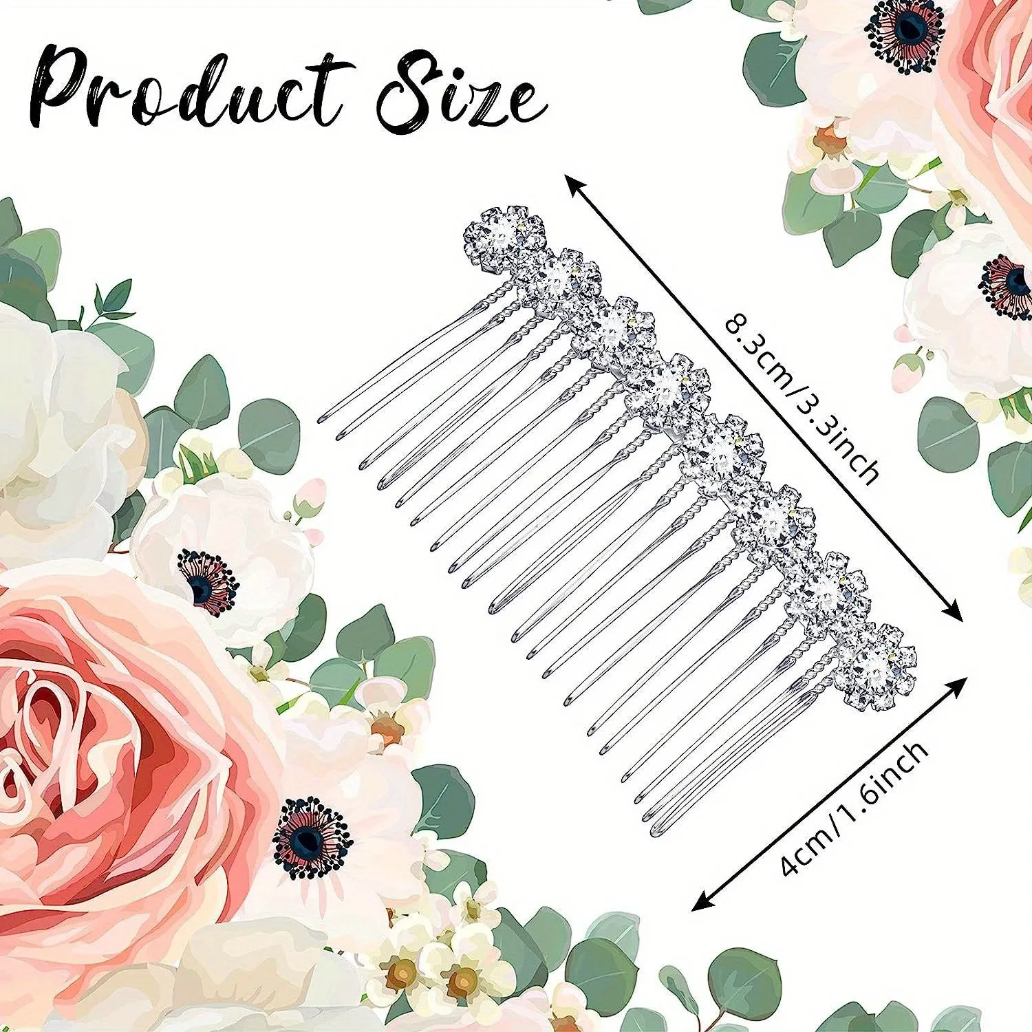 Alloy Rhinestone Side Hair Comb, Flower Crystal Hair Clip, Wedding Hair Comb, Bridal Jewelry Hair Accessories Suitable For Women Girls