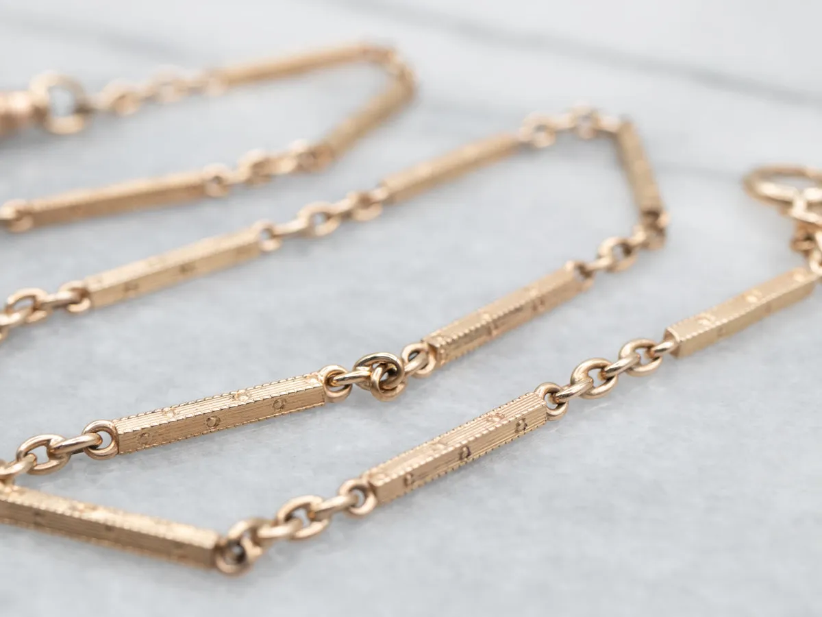 Antique Gold Bar Link Watch Chain