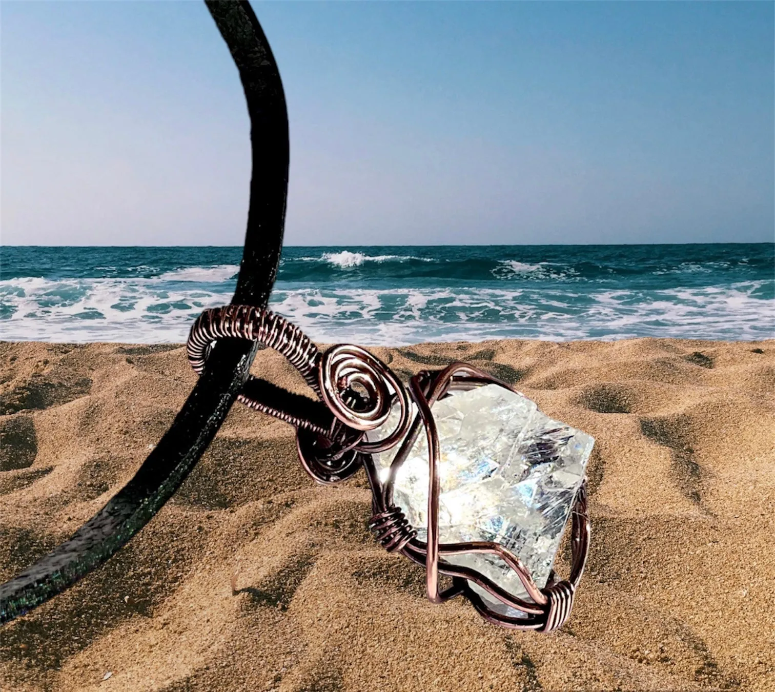 Apophyllite Pyramid Wire Wrapped Pendant