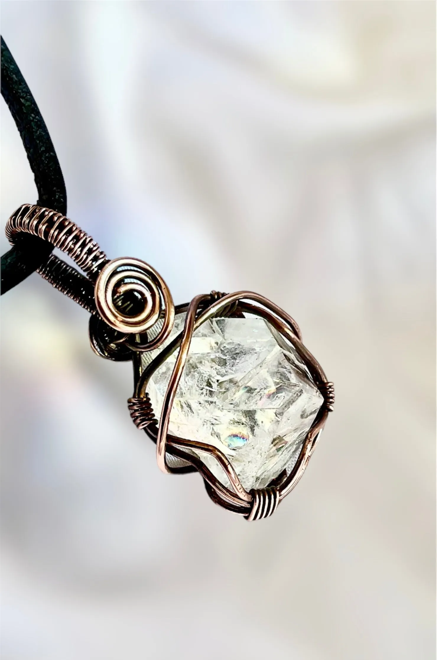 Apophyllite Pyramid Wire Wrapped Pendant