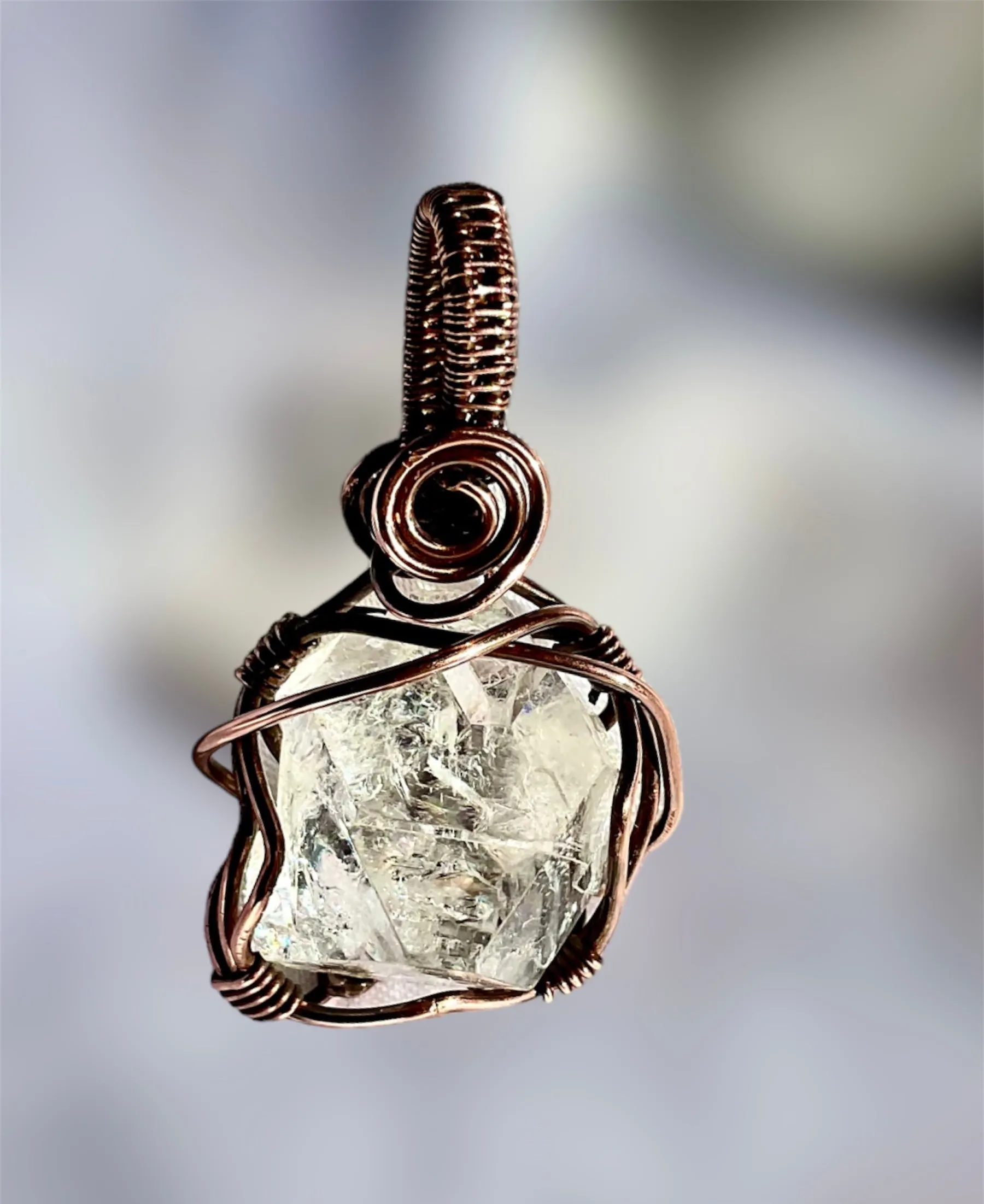 Apophyllite Pyramid Wire Wrapped Pendant