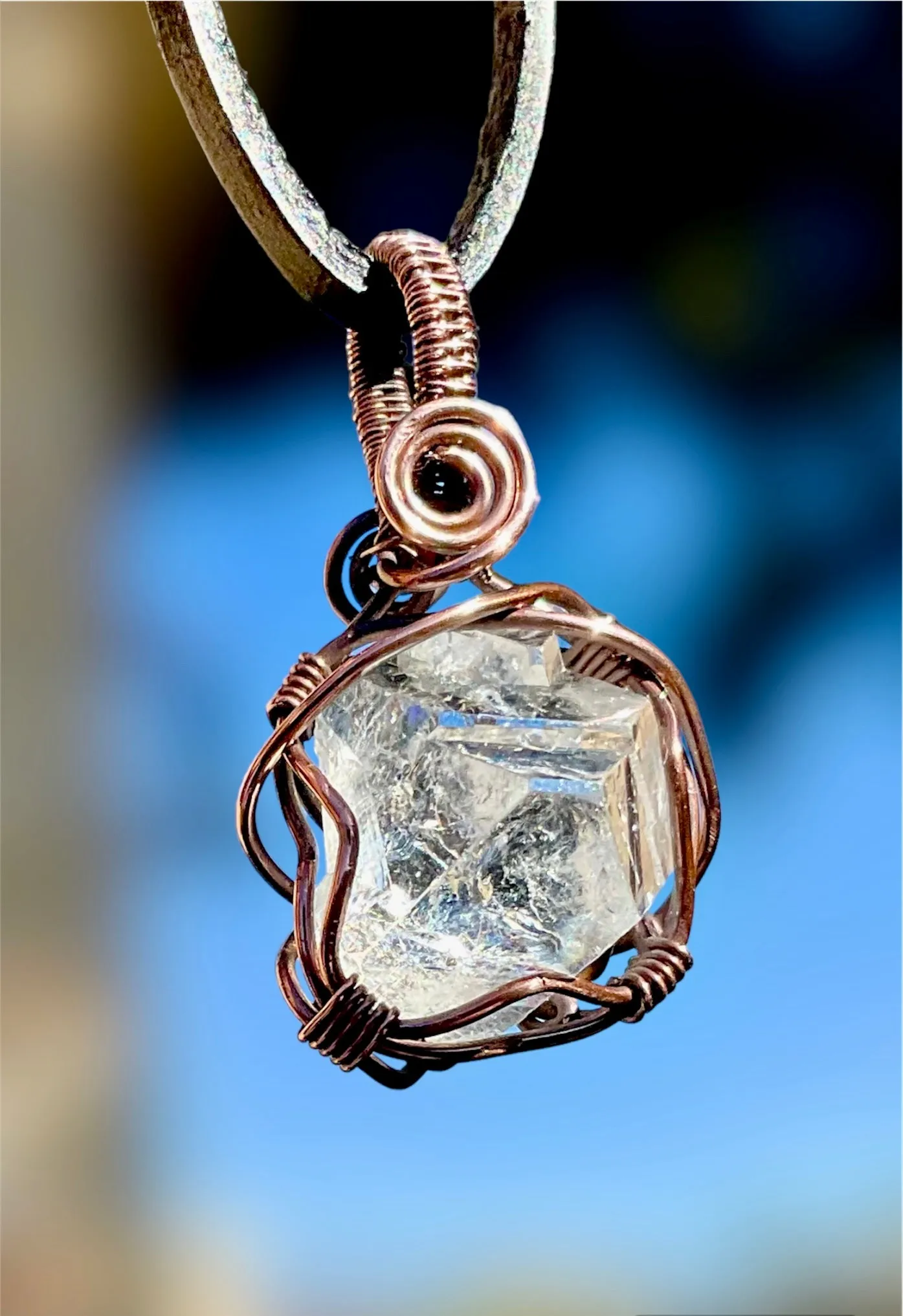 Apophyllite Pyramid Wire Wrapped Pendant