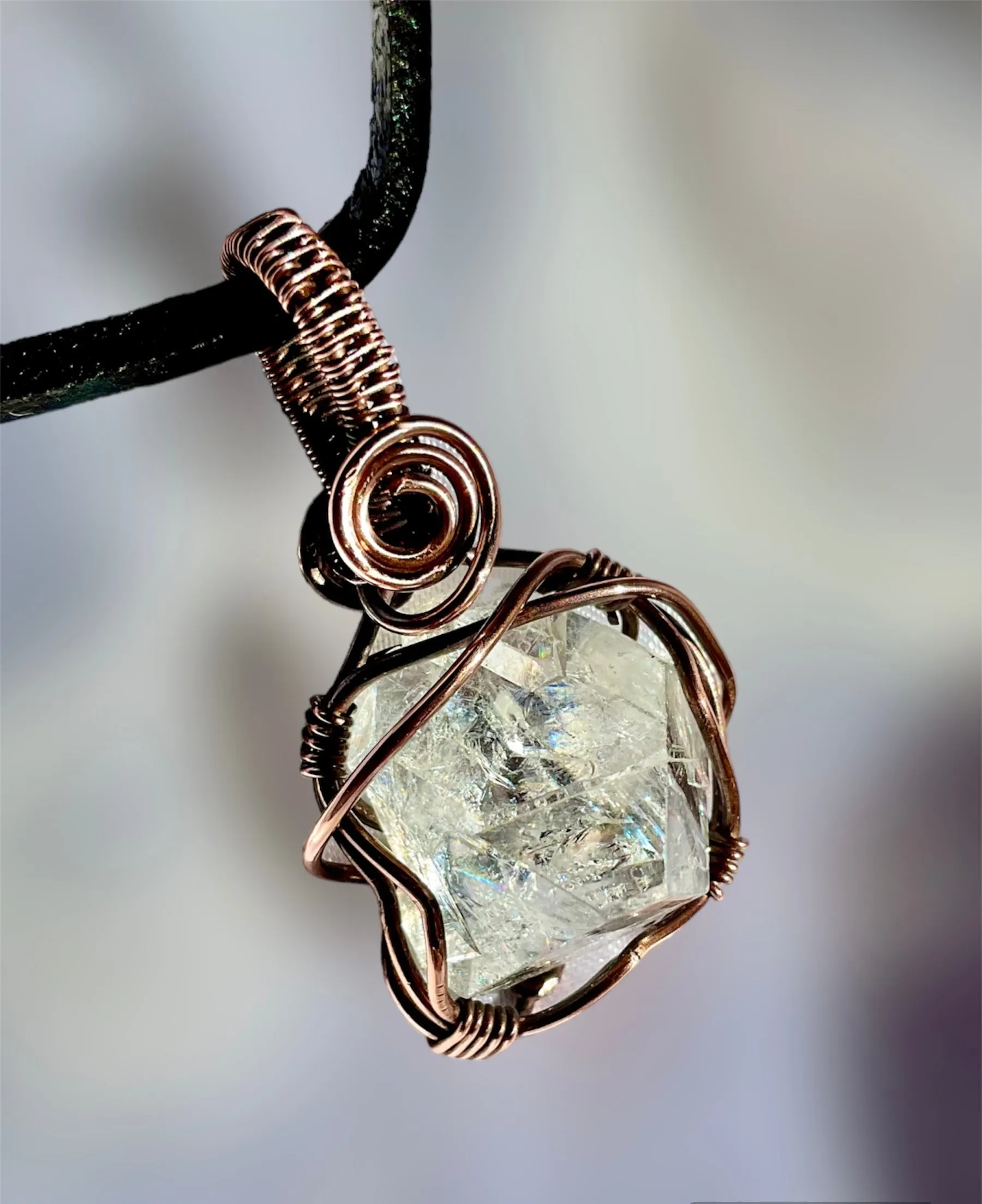 Apophyllite Pyramid Wire Wrapped Pendant