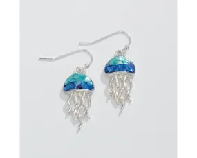 Aqua Inlay Jellyfish Earrings