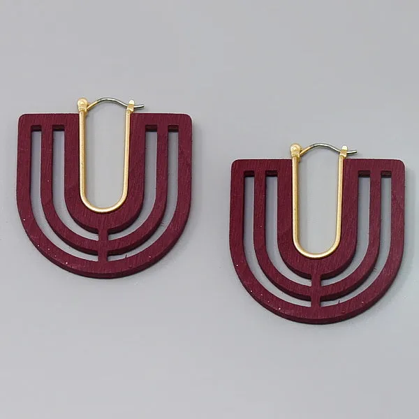 Arch Cutout Wooden Hoop Earrings