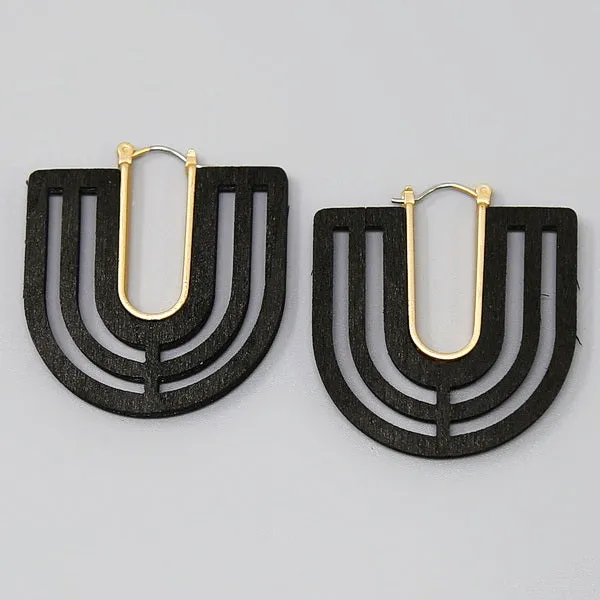 Arch Cutout Wooden Hoop Earrings