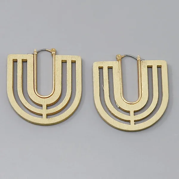 Arch Cutout Wooden Hoop Earrings