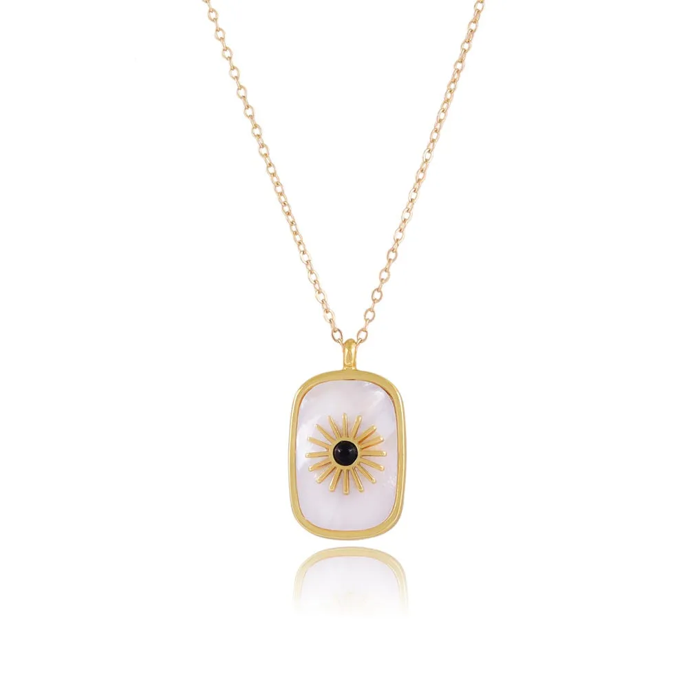 Aria Rectangle White Shell Pendant Necklace