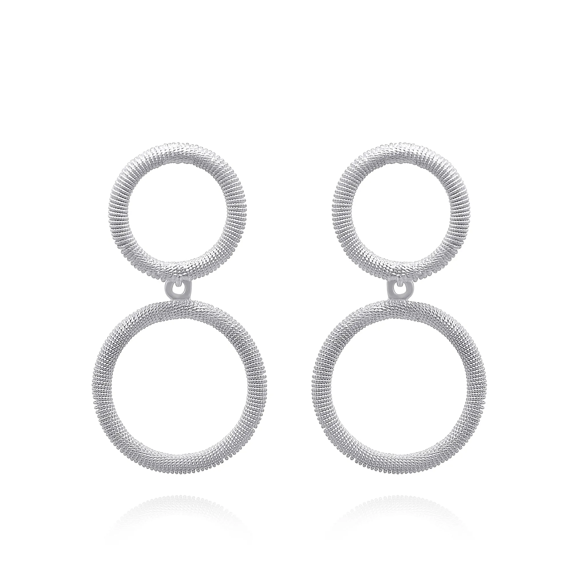 ASHER DOUBLE CIRCULAR SILVER MEDIUM EARRINGS