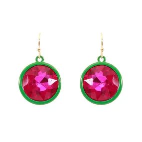 Barbie Theme Rhinestone Circle Shape Earrings