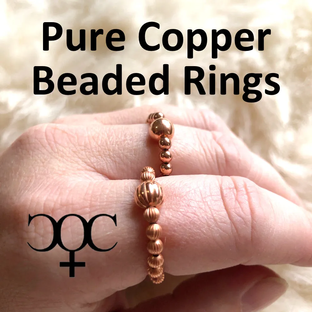 Beaded Copper Ring 3mm Fluted Copper Stacking Stretch Ring Pure Copper Healing Finger Ring Toe Ring