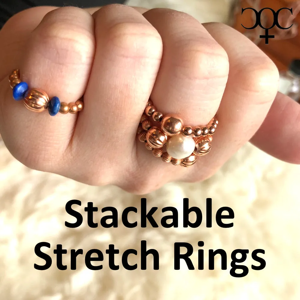 Beaded Copper Ring 3mm Fluted Copper Stacking Stretch Ring Pure Copper Healing Finger Ring Toe Ring