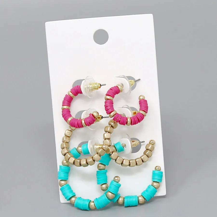 Beaded Hoop Earring Set