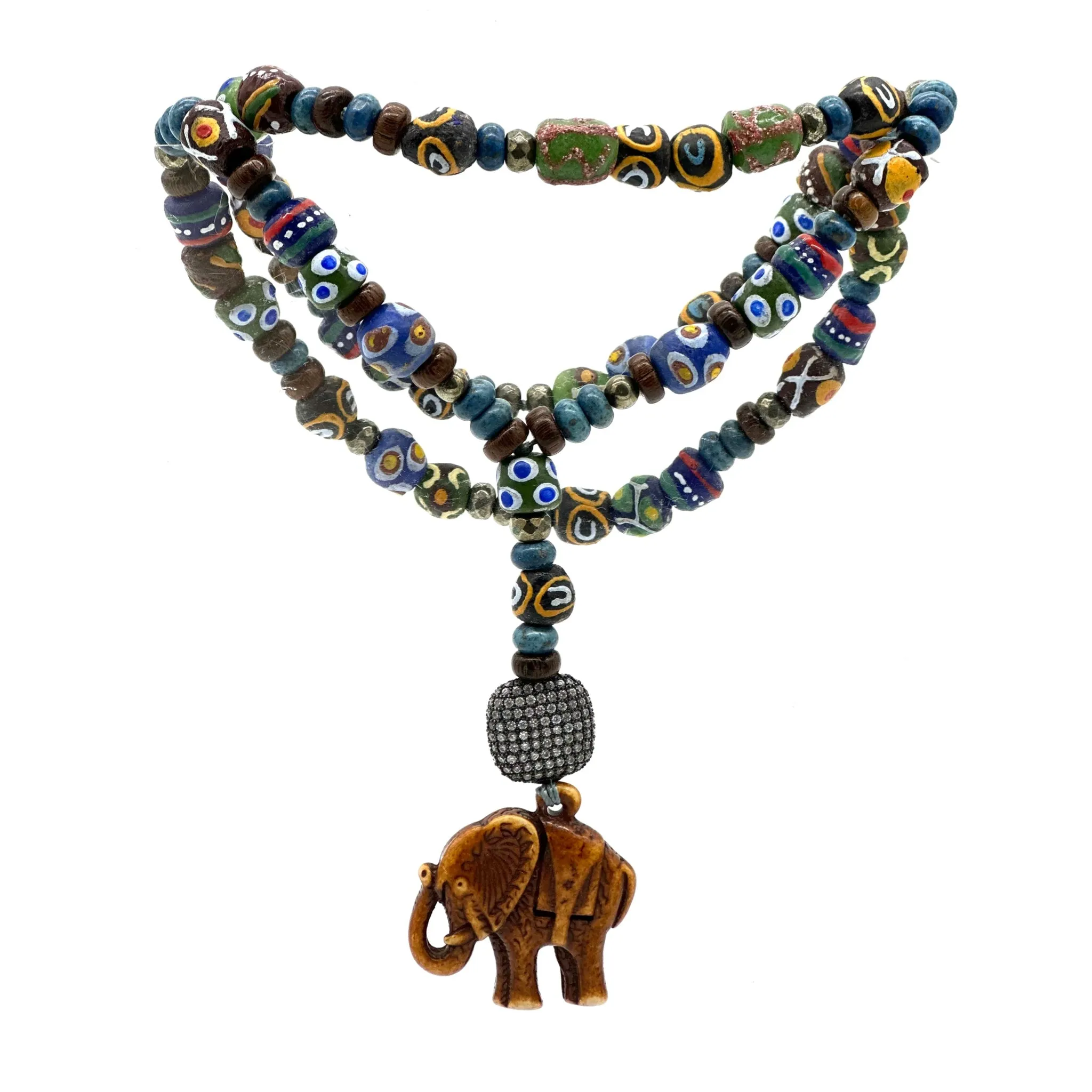 Beaded Necklace with Elephant