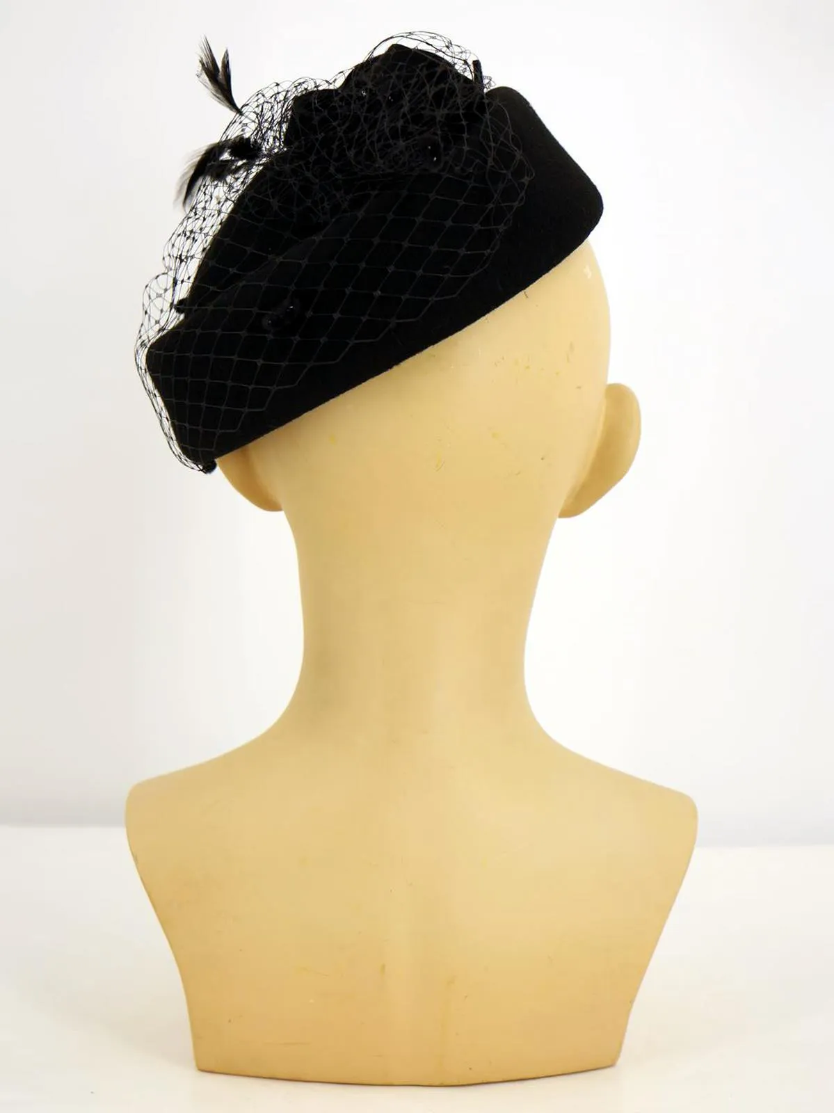 Black Vintage Style Loop Bow Pillbox Hat