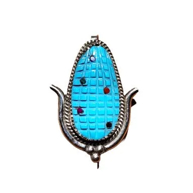 Blue Corn Turquoise Pin/Pendant