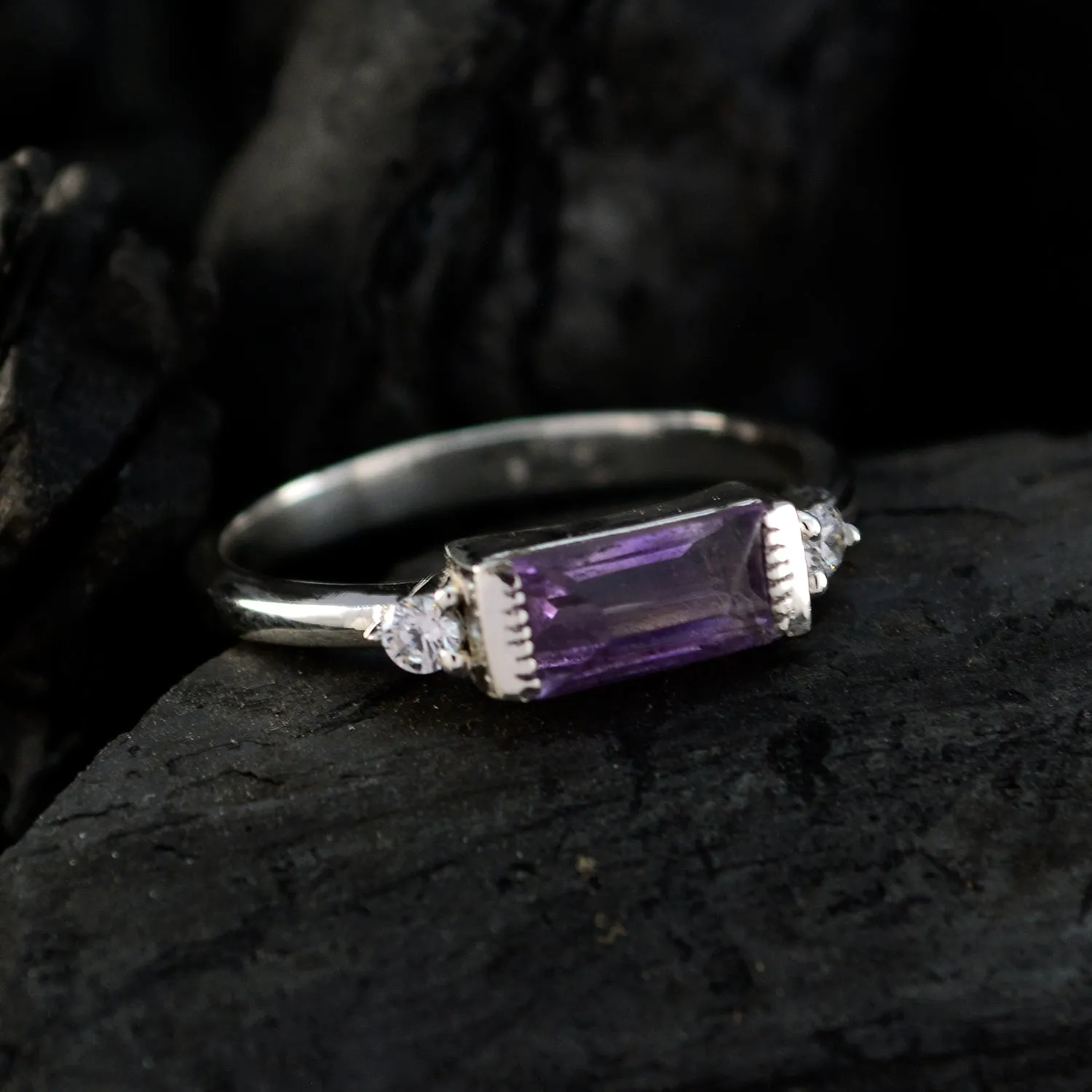 Bonnie Gemstone Amethyst 925 Sterling Silver Ring Gift For Husband