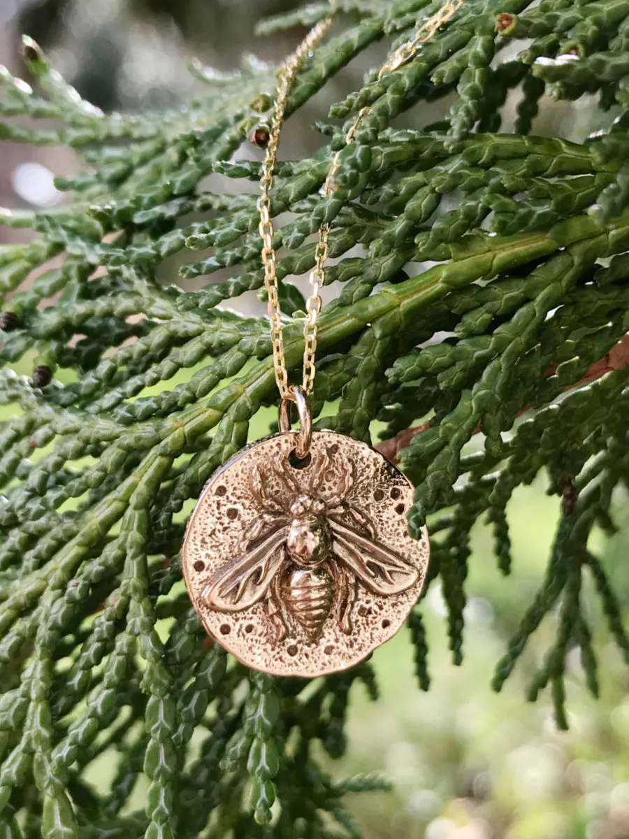 Bronze Bee Medallion Necklace