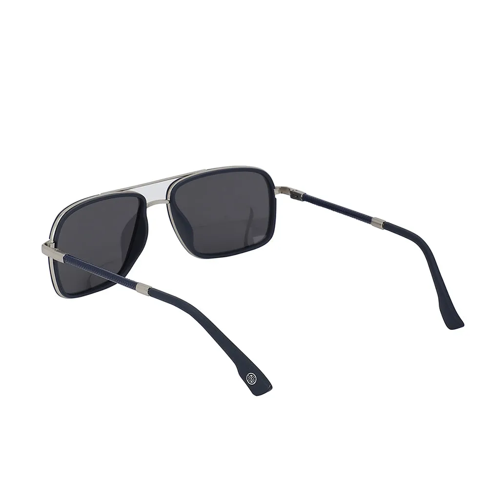 Carlton London Premium Silver & Blue Toned Polarised And Uv Protected Lens Rectangle Sunglasses For Men