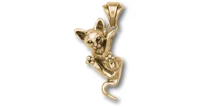 Cat Jewelry 14k Gold Handmade Cat Pendant  CT51-PG